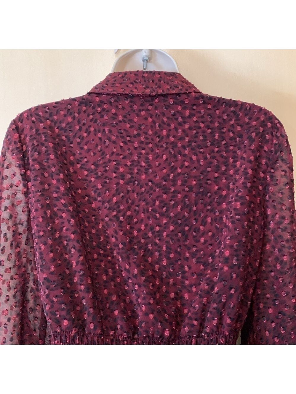 Masion Jules cranberry chiffon dress with smocked waist size S - Picture 8 of 11